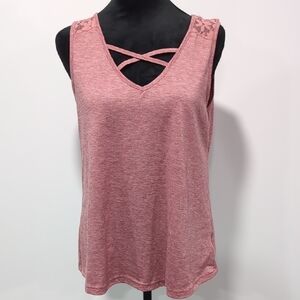 Mauve Tank With Lace Shoulder Detail